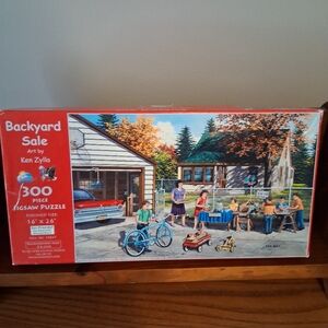 SunsOut "Backyard Sale" 300 Pc Complete Puzzle Retro Nostalgic Garage Sale Art
